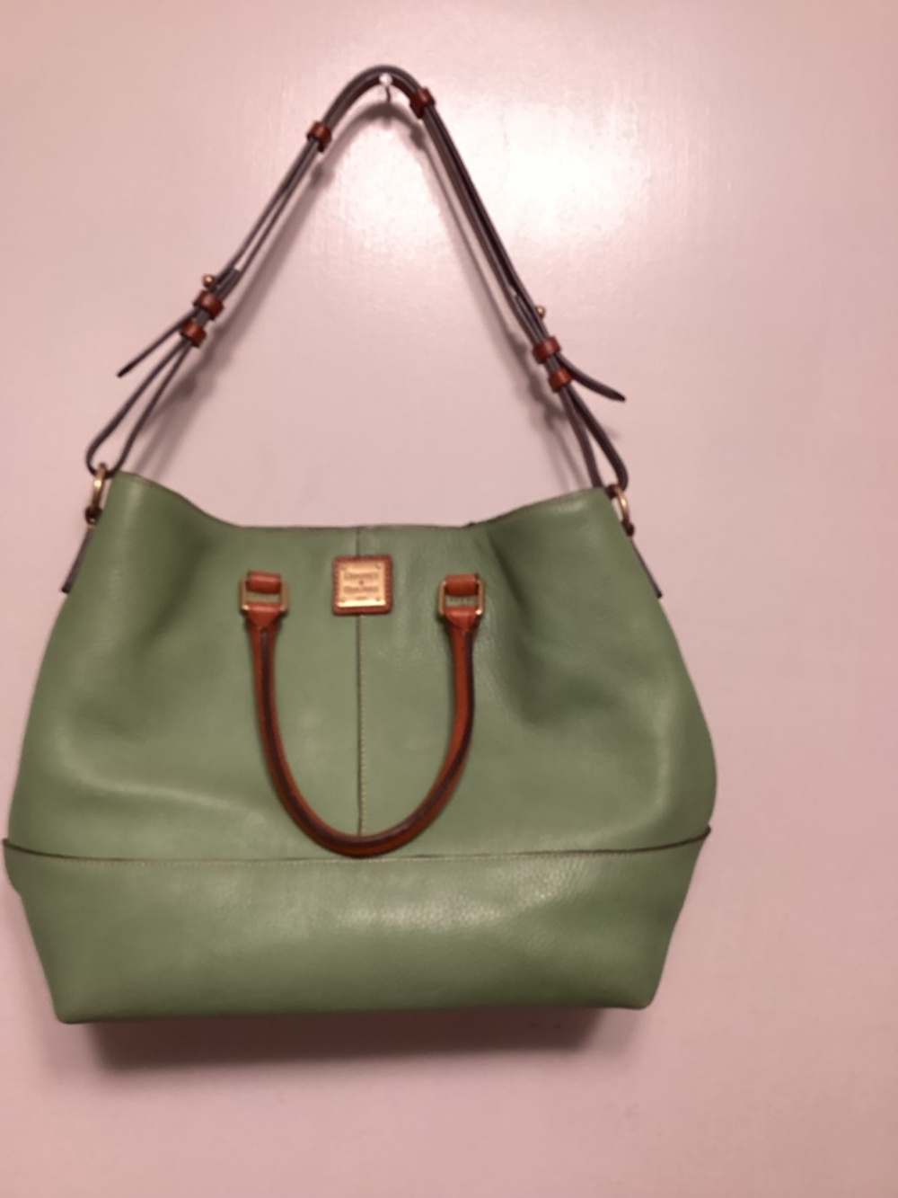 Dooney & Burke Kelly green grain leather hobo with double handle & strap large
